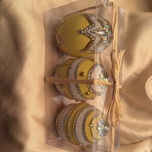 Gold/ White beduzzled Beaded Easter eggs - Set of 3